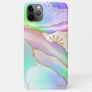 *~* Pastel Rainbow Agate Gold Sun Rays Star Dust Case-Mate iPhone Case