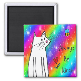 Pastel Rainbow Always be Kind Cat Magnet