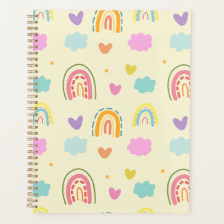 "Pastel Rainbow and Cloud Pattern Planner