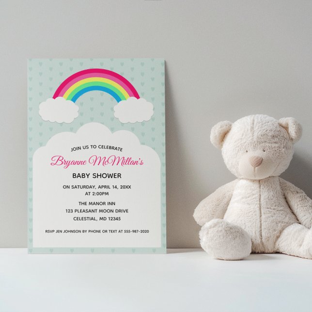 Pastel Rainbow and Clouds Baby Shower Invitation (Creator Uploaded)