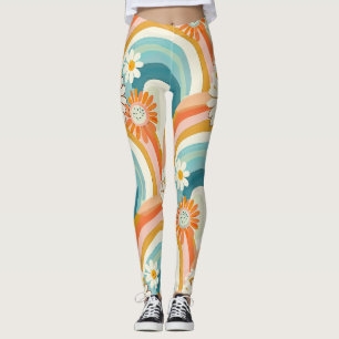 pastel rainbow and floral yoga gym Leggings
