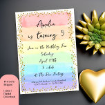Pastel Rainbow and Gold Hearts Any Age Birthday Invitation<br><div class="desc">Cute and colourful birthday invitation with pastel rainbow brushstrokes,  a frame of gold love hearts and whimsical handwritten typography. The design is fully editable and easy to personalise for any age child. Please browse my Kids Birthday Invitations collection for more ideas.</div>