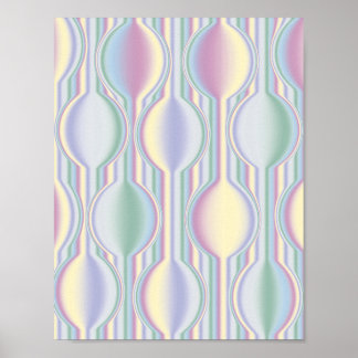 Pastel Rainbow Art Deco Geometric Pattern Modern W Poster