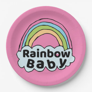Pastel Rainbow Baby Birth Blessing Birth Miracle Paper Plate