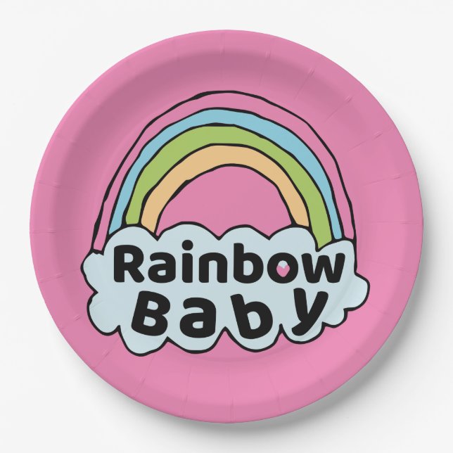 Pastel Rainbow Baby Birth Blessing Birth Miracle Paper Plate (Front)