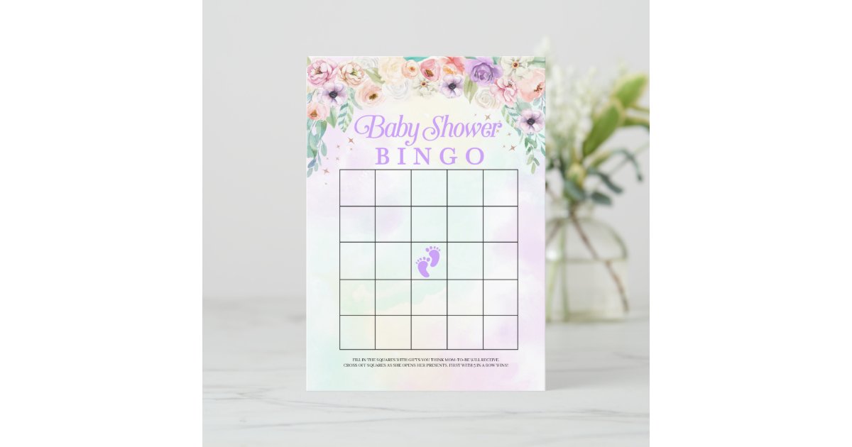 Pastel Rainbow Baby Shower Bingo Game Card | Zazzle.co.nz