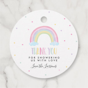 Pastel Rainbow Baby Shower Gift Favour Tags