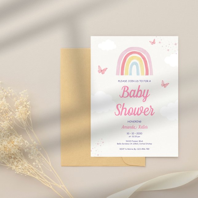 Pastel Rainbow Baby Shower Invitation (Creator Uploaded)