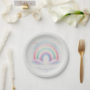 Pastel Rainbow Baby Shower Paper Plate