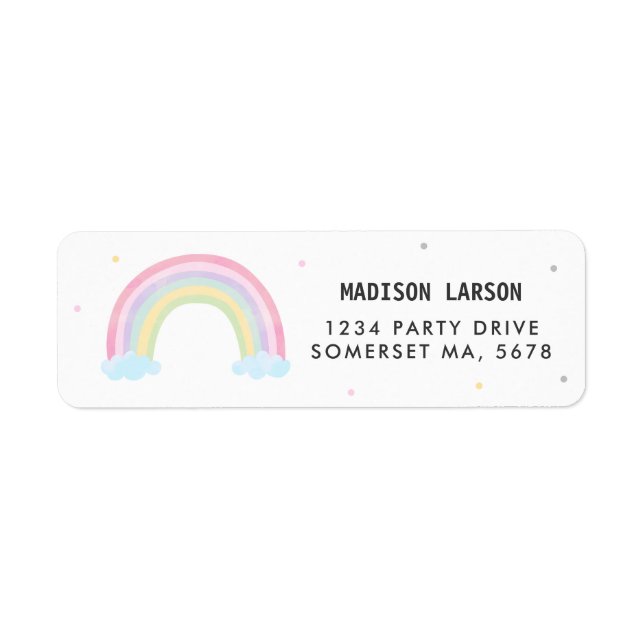 Pastel Rainbow Baby Shower Return Address (Front)