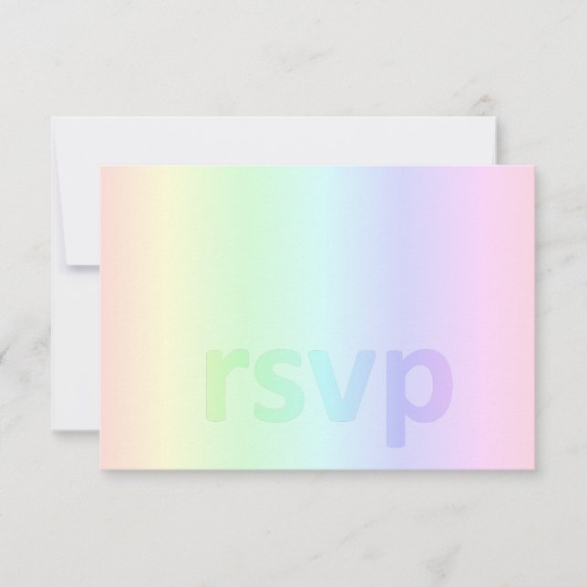 Pastel Rainbow Baby Shower RSVP Card (Front)