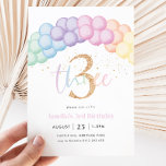 Pastel Rainbow Balloon Arch 3rd Birthday Party Invitation<br><div class="desc">Pastel Rainbow Balloon Garland - A cute rainbow themed 3rd birthday invitation for your little girls birthday party. Our design features watercolour balloon arch and faux gold glitter details.</div>