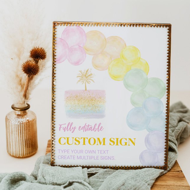 Pastel Rainbow Balloon Birthday Custom Sign (Creator Uploaded)