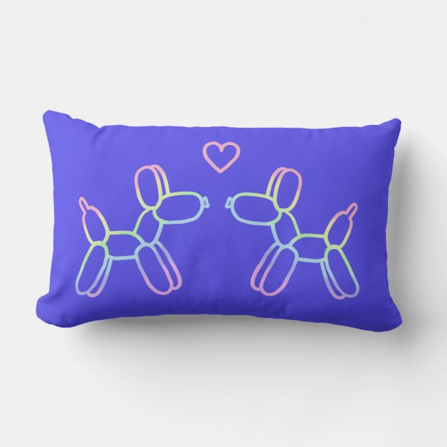 Pastel Rainbow Balloon Dogs on Purple Throw Pillow (Front)