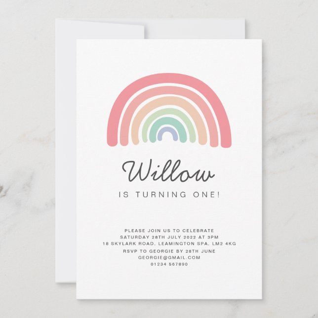 Pastel Rainbow Birthday Invitation (Front)