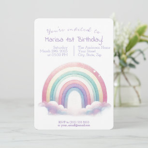 Pastel Rainbow Birthday Invitation - Party Invite