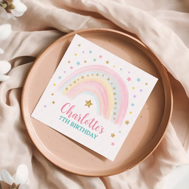 Pastel Rainbow Birthday Paper Napkins (Creator Uploaded)