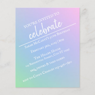 Pastel Rainbow Birthday Party Flyer