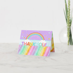 Pastel Rainbow Birthday Thank You Card