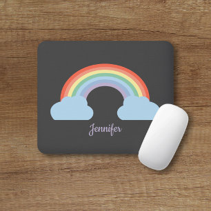 Pastel Rainbow Black Mouse Pad