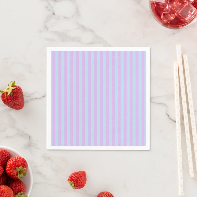 Pastel Rainbow Blue & Lilac Stripes Découpage Napkin (Insitu)