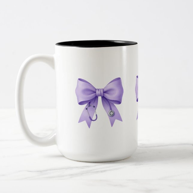 Pastel Rainbow Bows Collection Set Two-Tone Coffee Mug (Left)