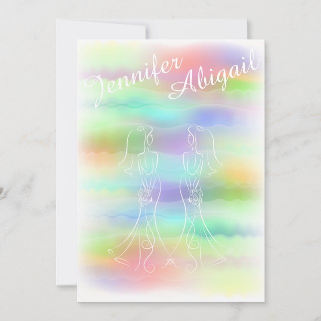 Pastel Rainbow Brides Gay Wedding Invitation (Front)
