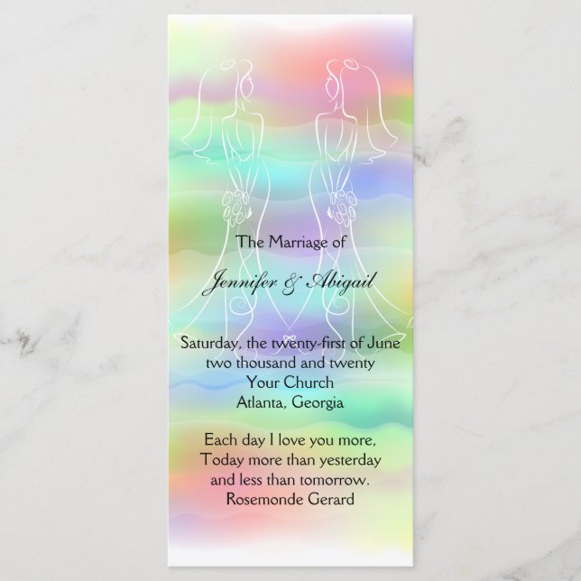 Pastel Rainbow Brides Wedding Program Programme (Front)