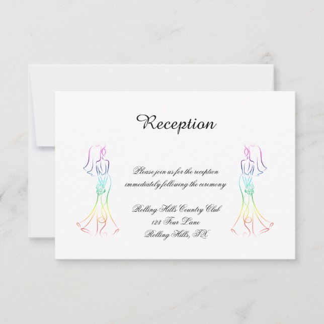 Pastel Rainbow Brides Wedding Reception Invitation (Front)