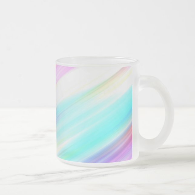 Pastel Rainbow Brush Strokes Frosted Glass Coffee Mug (Right)
