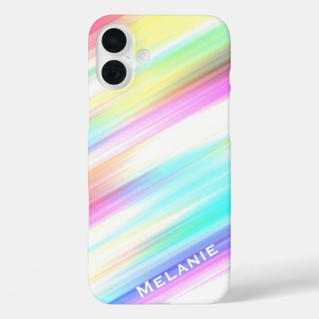 Pastel Rainbow Brush Strokes Personalised Case-Mate iPhone Case (Back)