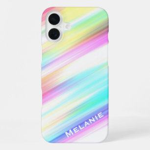 Pastel Rainbow Brush Strokes Personalised iPhone 16 Plus Case