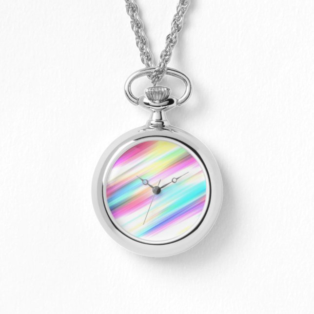 Pastel Rainbow Brush Strokes Watch (Front)