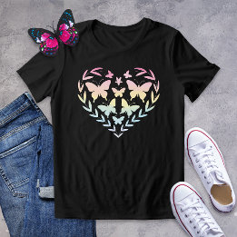 Pastel Rainbow Butterfly Heart T-Shirt Tri-Blend Shirt