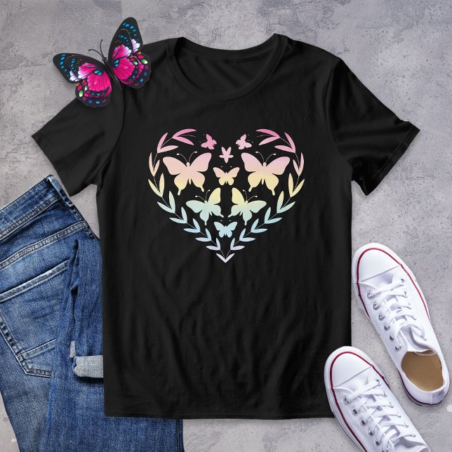 Pastel Rainbow Butterfly Heart T-Shirt Tri-Blend Shirt (Creator Uploaded)