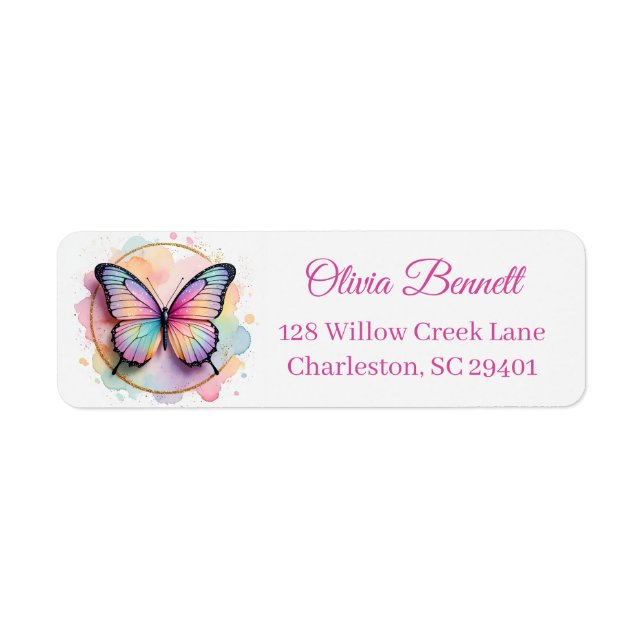 Pastel Rainbow Butterfly Splash Circle (Front)
