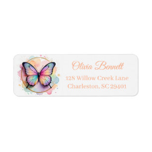 Pastel Rainbow Butterfly Splash Circle