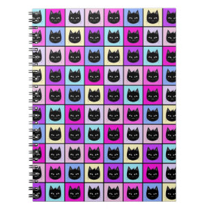 Pastel Rainbow Cat Pattern Spiral Notebook