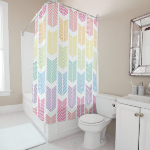 Pastel Rainbow Chevron Arrows Shower Curtain