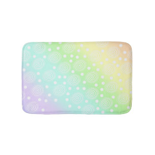 Pastel Rainbow Circles in Circles Bath Mat