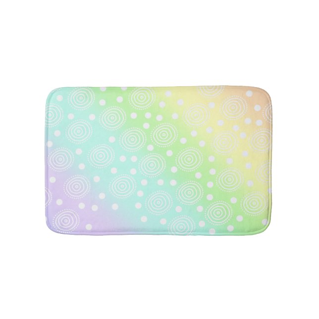 Pastel Rainbow Circles in Circles Bath Mat (Front)
