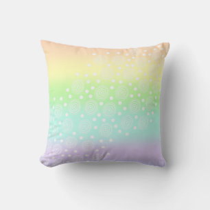 Pastel Rainbow Circles in Circles Cushion
