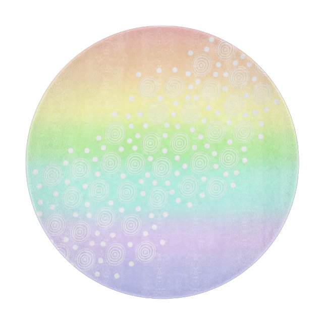 Pastel Rainbow Circles in Circles Cutting Board (Front)