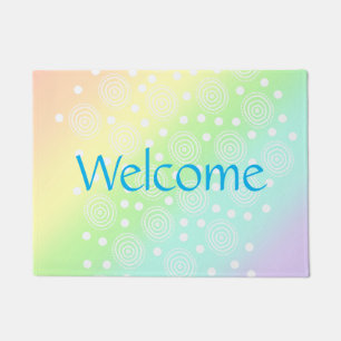 Pastel Rainbow Circles in Circles Door Mat