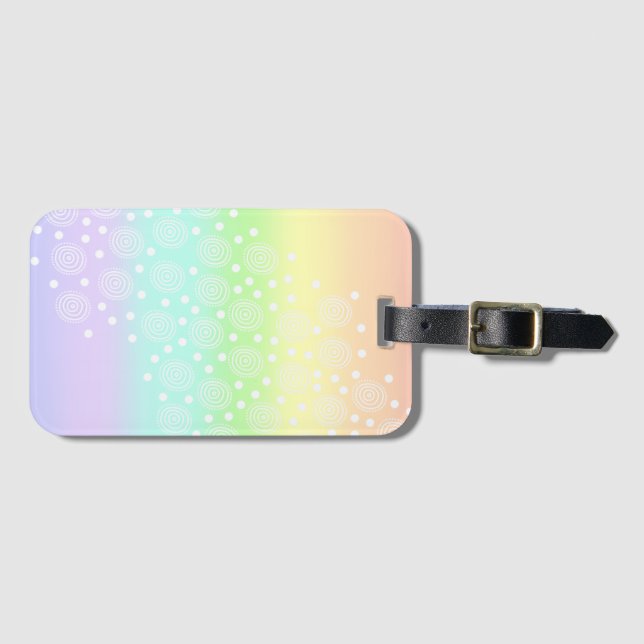 Pastel Rainbow Circles in Circles Luggage Tag (Front Horizontal)