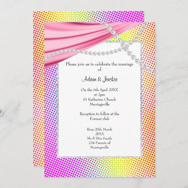 PASTEL RAINBOW CIRCUS WEDDING INVITATION (Front/Back)