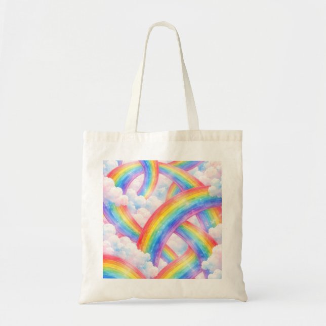 Pastel Rainbow Cloud Dream Tote Bag (Front)