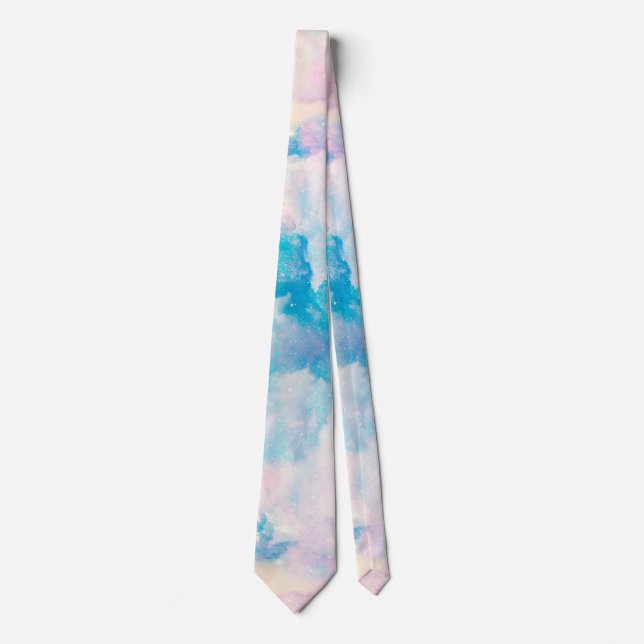 Pastel Rainbow Cloudy Sky Aesthetic Tie (Front)