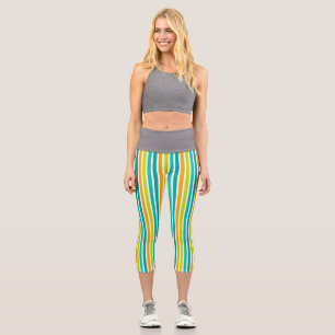 Pastel Rainbow Colorful Stars Black Starry Night Capri Leggings