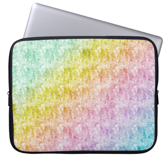 Pastel Rainbow Colour Diagonal Stripe Laptop Sleev Sleeve (Front)